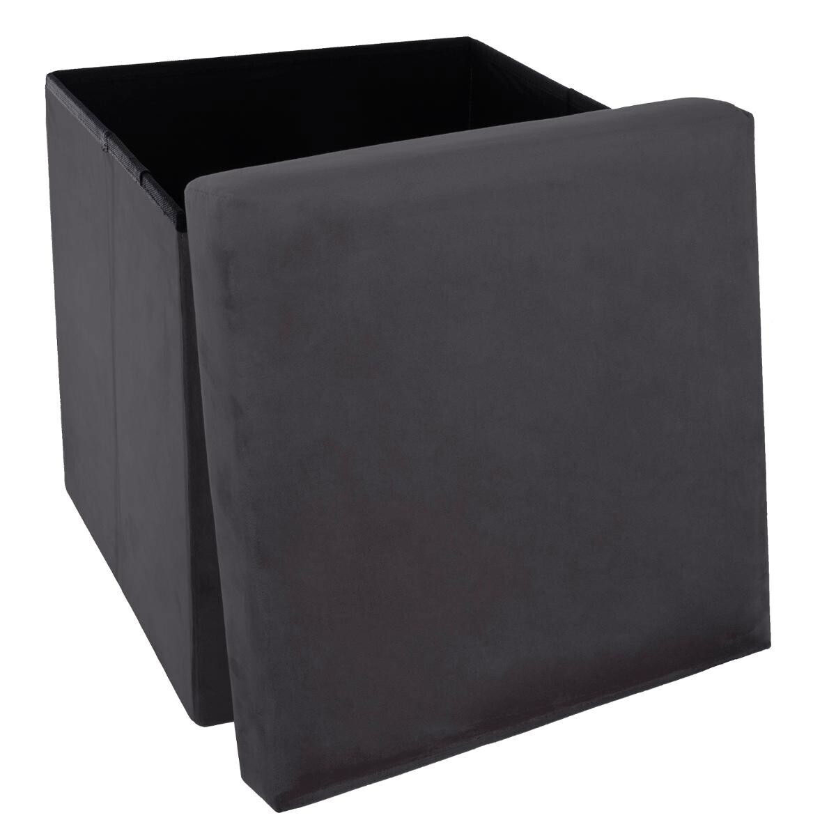 Σκαμπό με Αποθηκευτικό Χώρο (38X38X38) A-S Tess Velvet Dark Grey 156910C Home Έπιπλα Spitishop