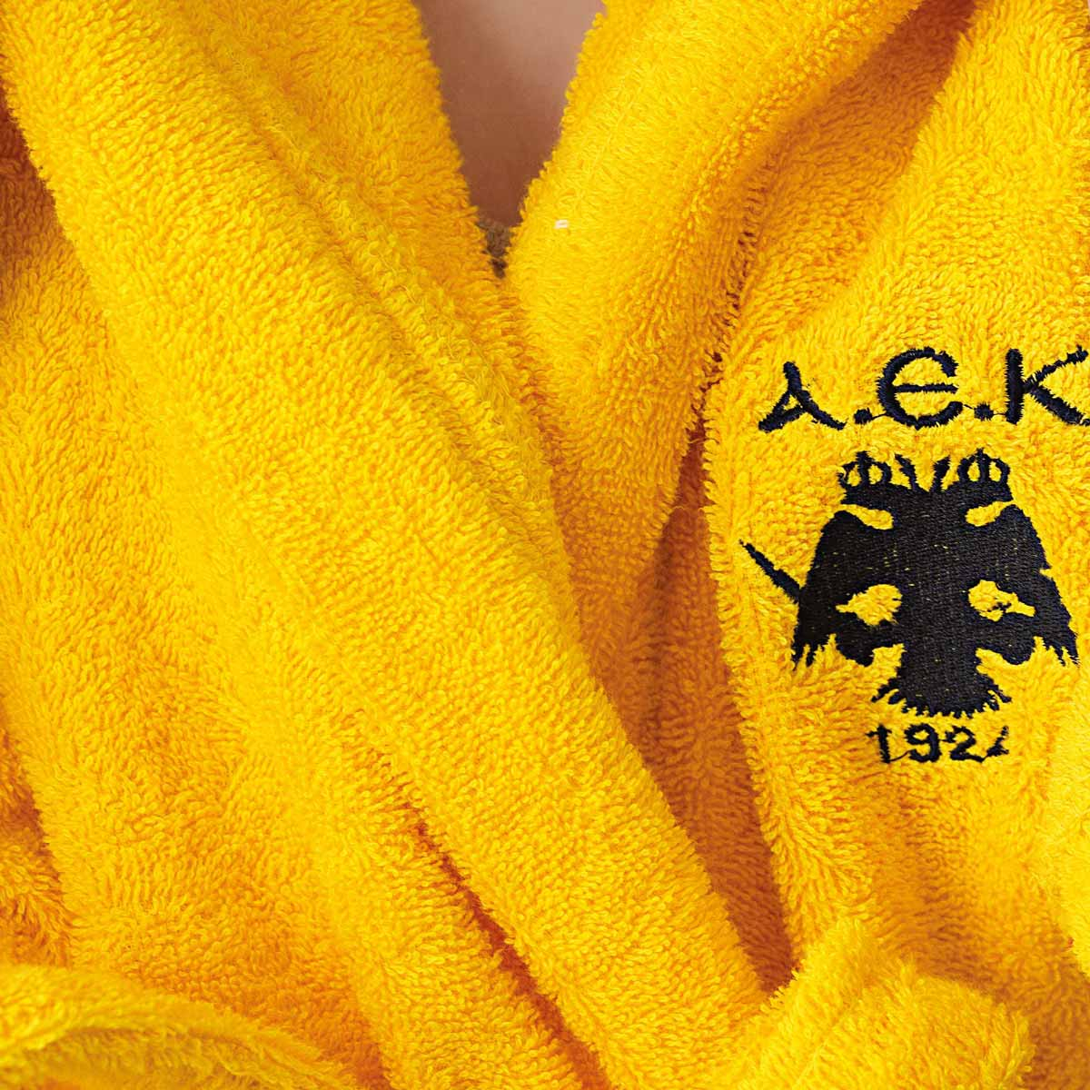 Μπουρνούζι Palamaiki Aek 1924 Adults Small Home Λευκά Είδη Μπάνιου Μπουρνούζια Spitishop