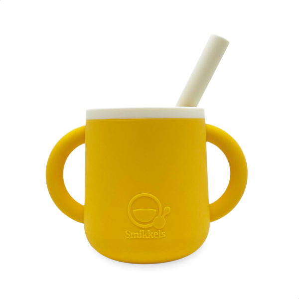 Ποτήρι Εκπαιδευτικό 180ml Με Καλαμάκι Smikkels Κίτρινο 63-30017