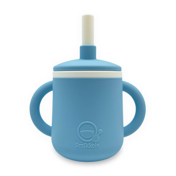 Ποτήρι Εκπαιδευτικό 180ml Με Καλαμάκι Smikkels Γαλάζιο 63-30016