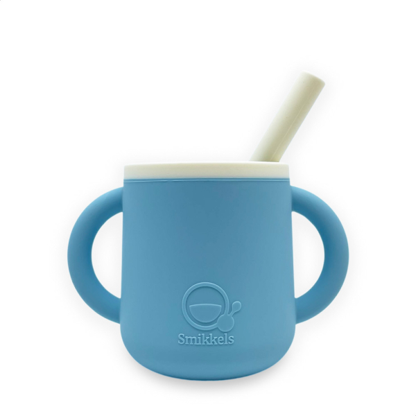 Ποτήρι Εκπαιδευτικό 180ml Με Καλαμάκι Smikkels Γαλάζιο 63-30016