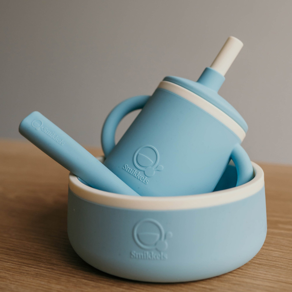 Ποτήρι Εκπαιδευτικό 180ml Με Καλαμάκι Smikkels Γαλάζιο 63-30016