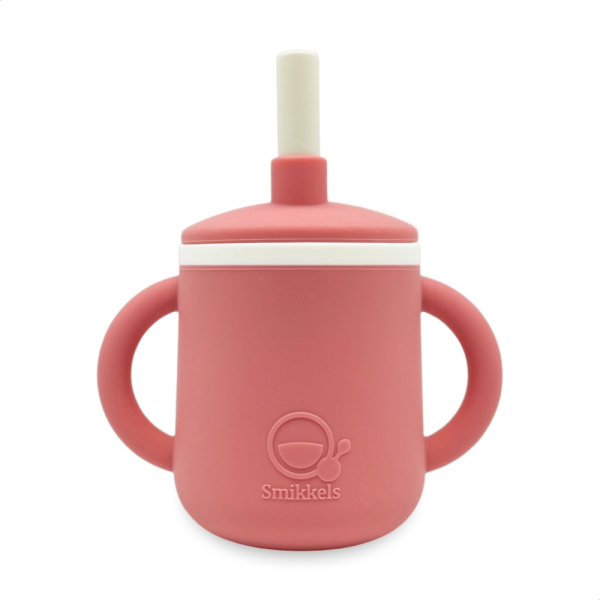 Ποτήρι Εκπαιδευτικό 180ml Με Καλαμάκι Smikkels Ροζ 63-30018