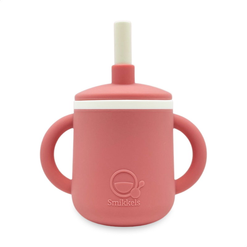 Ποτήρι Εκπαιδευτικό 180ml Με Καλαμάκι Smikkels Ροζ 63-30018