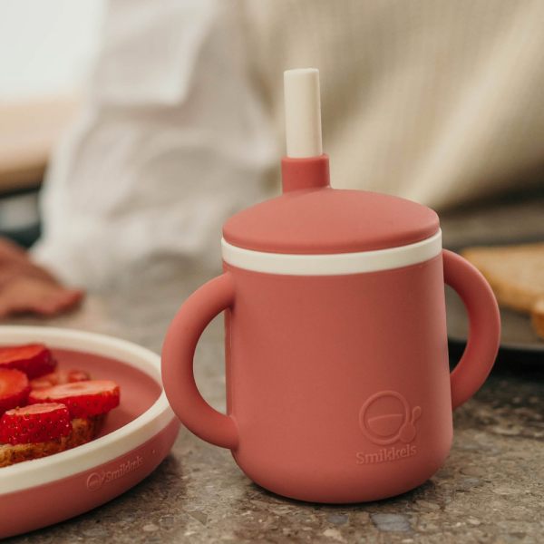 Ποτήρι Εκπαιδευτικό 180ml Με Καλαμάκι Smikkels Ροζ 63-30018