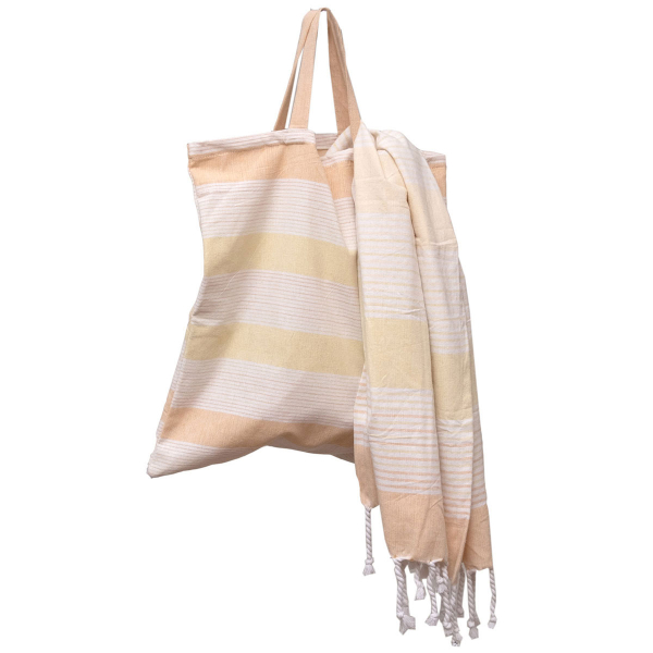 Τσάντα Θαλάσσης + Παρεό (85x165) Viopros Σεβίνα Κίτρινο