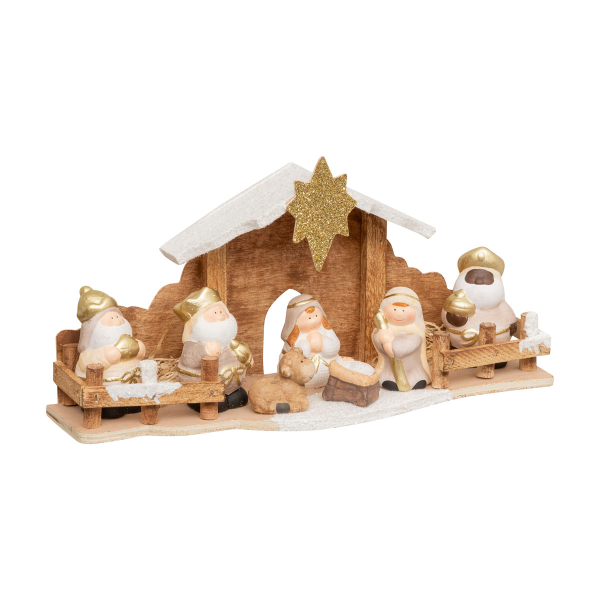 Φάτνη Ξύλινη Με 7 Φιγούρες (33x10.5x16) A-S 208190