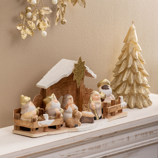 Φάτνη Ξύλινη Με 7 Φιγούρες (33x10.5x16) A-S 208190