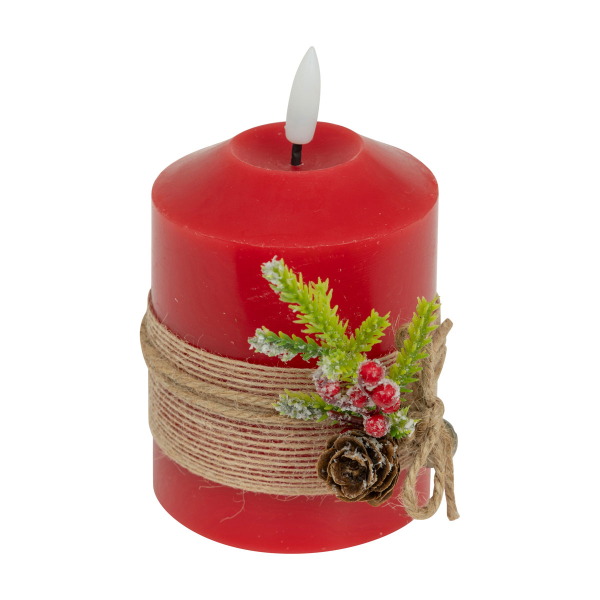 Χριστουγεννιάτικο Διακοσμητικό Κερί Led (Φ7.5x12.5) A-S Red 208453A