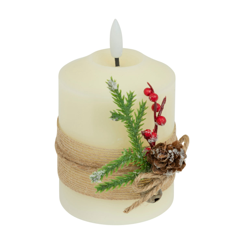 Χριστουγεννιάτικο Διακοσμητικό Κερί Led (Φ7.5x12.5) A-S White 208453B