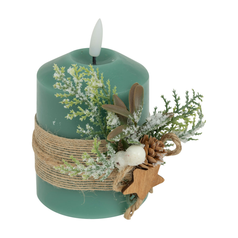 Χριστουγεννιάτικο Διακοσμητικό Κερί Led (Φ7.5x12.5) A-S Green 208453C
