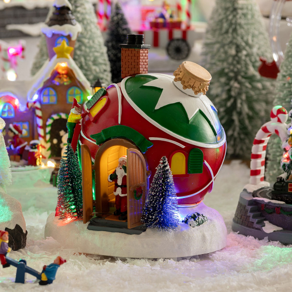 Χριστουγεννιάτικο Διακοσμητικό Με Led - Μουσική - Κίνηση (9.5x18x22) F-R Santa Ball House 208838