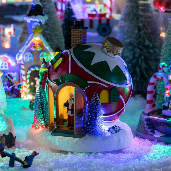 Χριστουγεννιάτικο Διακοσμητικό Με Led - Μουσική - Κίνηση (9.5x18x22) F-R Santa Ball House 208838