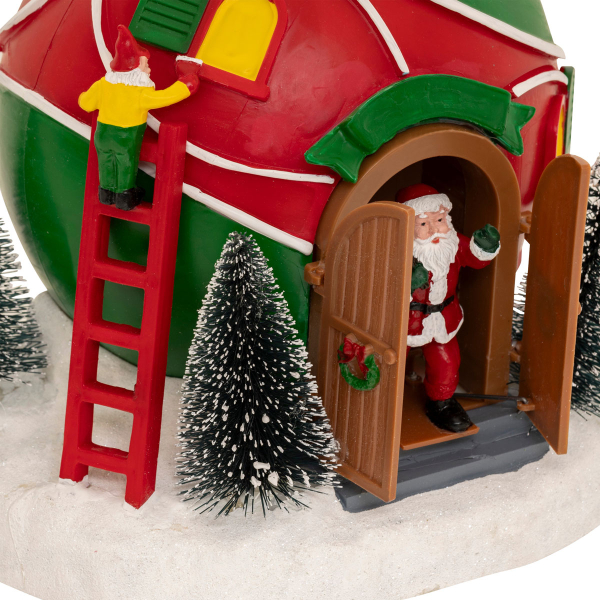 Χριστουγεννιάτικο Διακοσμητικό Με Led - Μουσική - Κίνηση (9.5x18x22) F-R Santa Ball House 208838