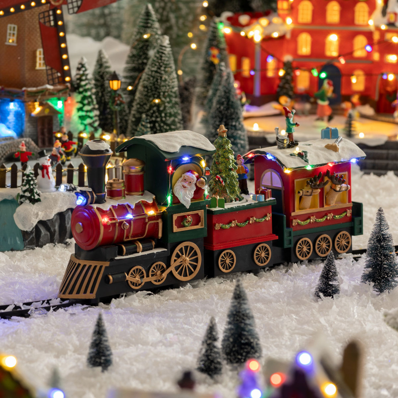 Χριστουγεννιάτικο Τρενάκι Με Led - Μουσική - Κίνηση (38x9x17.5) F-R Santa Snowman Train 208839