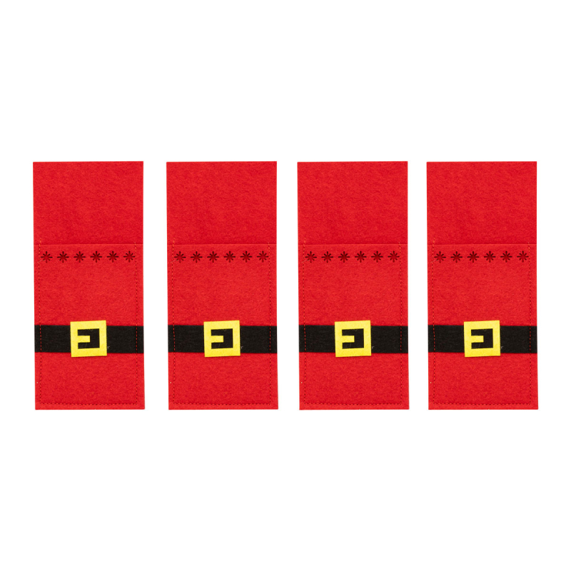 Χριστουγεννιάτικες Θήκες Για Μαχαιροπήρουνα Τσόχινες (Σετ 4τμχ) A-S Santa Claus 208549