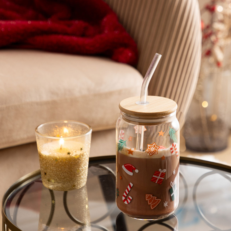 Χριστουγεννιάτικο Ποτήρι Με Καλαμάκι 480ml A-S 208563