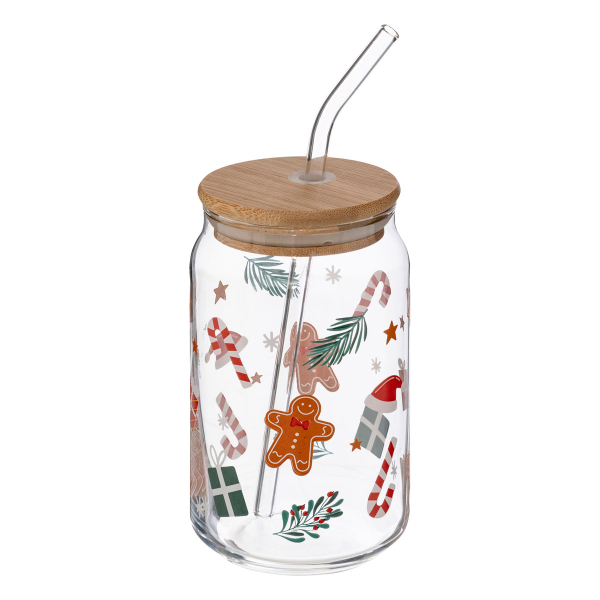 Χριστουγεννιάτικο Ποτήρι Με Καλαμάκι 480ml A-S 208563