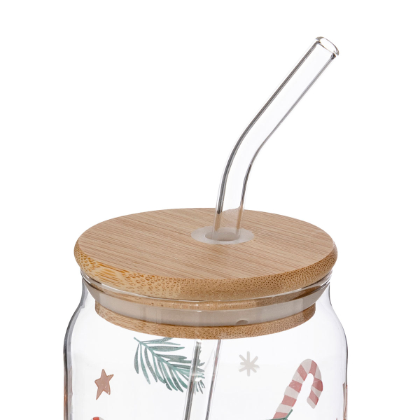 Χριστουγεννιάτικο Ποτήρι Με Καλαμάκι 480ml A-S 208563