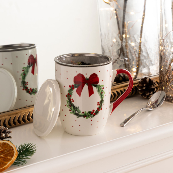 Χριστουγεννιάτικη Κούπα 460ml Με Καπάκι & Φίλτρο A-S 208568