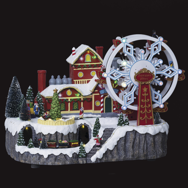 Χριστουγεννιάτικο Χωριό Με Led & Κίνηση (43x27x31.5) F-R Santa's Wheel 143335