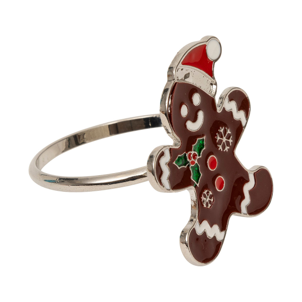 Χριστουγεννιάτικοι Κρίκοι Πετσέτας Φαγητού (Σετ 2τμχ) A-S Gingerman 208658