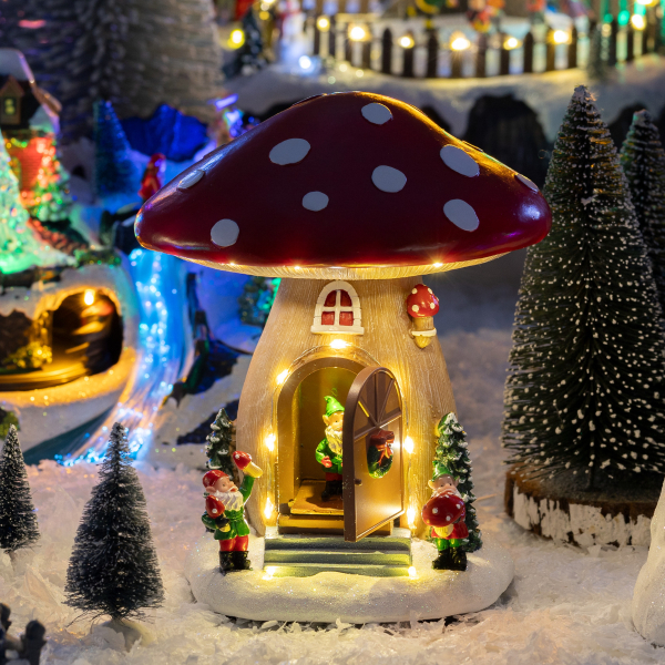 Χριστουγεννιάτικο Διακοσμητικό Με Led - Μουσική - Κίνηση (18x17.2x21.1) F-R Mushroom House 208863