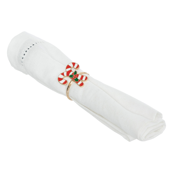 Χριστουγεννιάτικοι Κρίκοι Πετσέτας Φαγητού (Σετ 2τμχ) A-S Candy Cane 199211