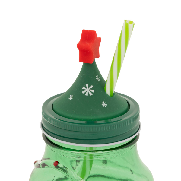 Χριστουγεννιάτικο Ποτήρι Με Καλαμάκι 500ml A-S Xmas Tree Green 208690
