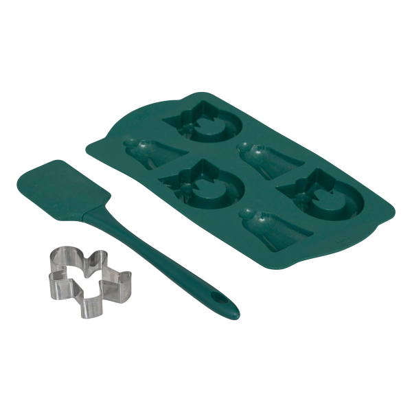 Χριστουγεννιάτικη Φόρμα Σιλικόνης Για 6 Κεκάκια + Σπάτουλα + Κουπ Πατ F-V Green 204664