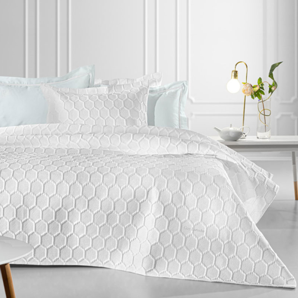 Κουβερλί King Size (Σετ 240x250) Guy Laroche Hive White