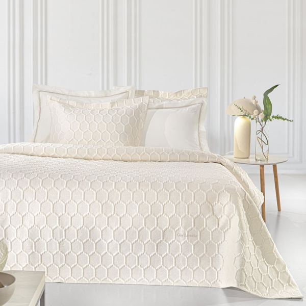 Κουβερλί King Size (Σετ 240x250) Guy Laroche Hive Ecru