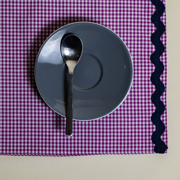 Σουπλά (Σετ 2τμχ) White Fabric Gingham Multi Purple