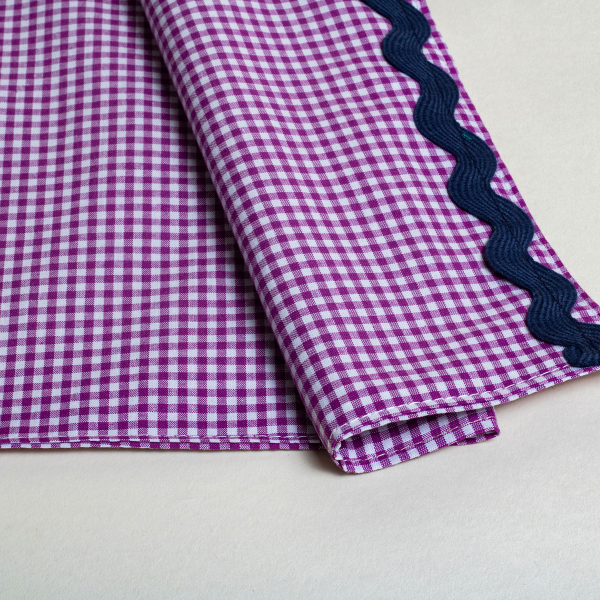 Σουπλά (Σετ 2τμχ) White Fabric Gingham Multi Purple