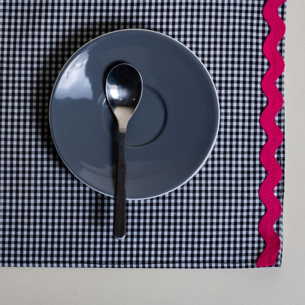 Σουπλά (Σετ 2τμχ) White Fabric Gingham Multi Black