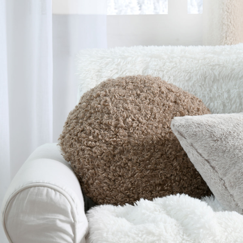 Διακοσμητικό Μαξιλάρι Γούνινο (Φ40x28) S-F Cozy Life Taupe C0E008001