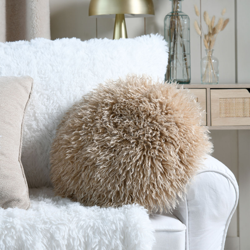 Διακοσμητικό Μαξιλάρι Γούνινο (Φ40x28) S-F Cozy Life Beige C0E008002