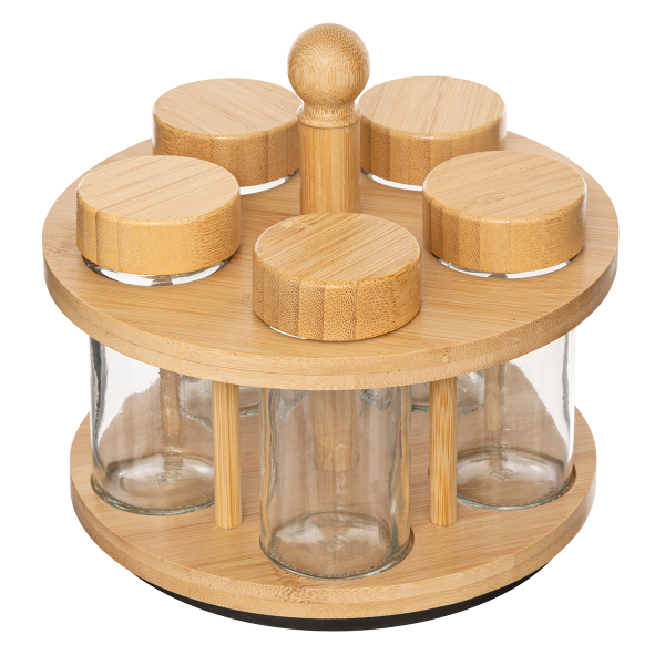 Βαζάκια Μπαχαρικών (Σετ 5τμχ) Σε Περιστρεφόμενο Σταντ F-V Cozy 209283