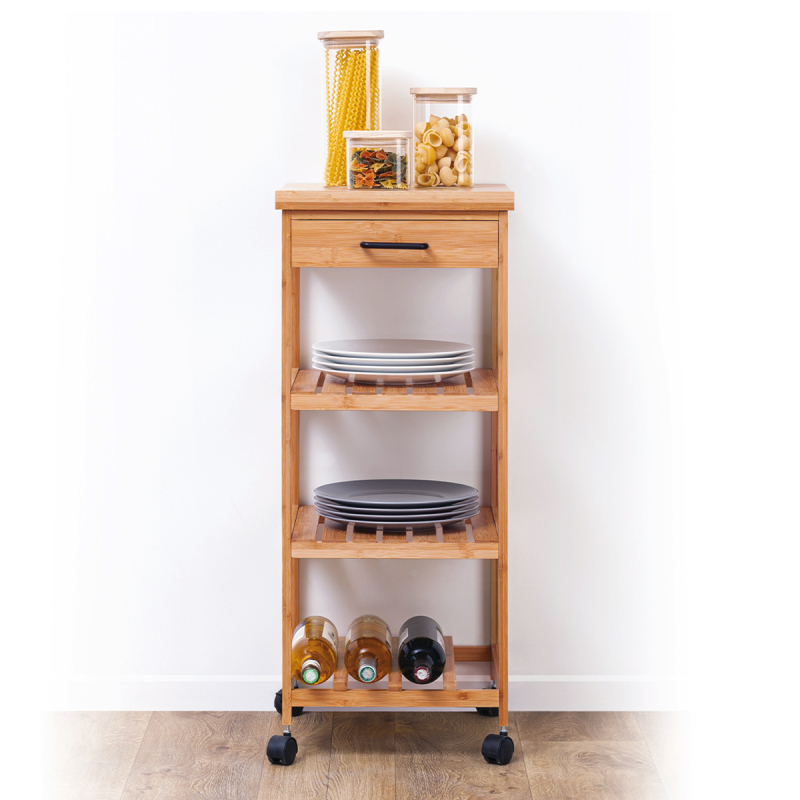 Τρόλεϊ/Ραφιέρα 4 Θέσεων Με Συρτάρι & Μπουκαλοθήκη (38x37x90) F-V Linha 189639