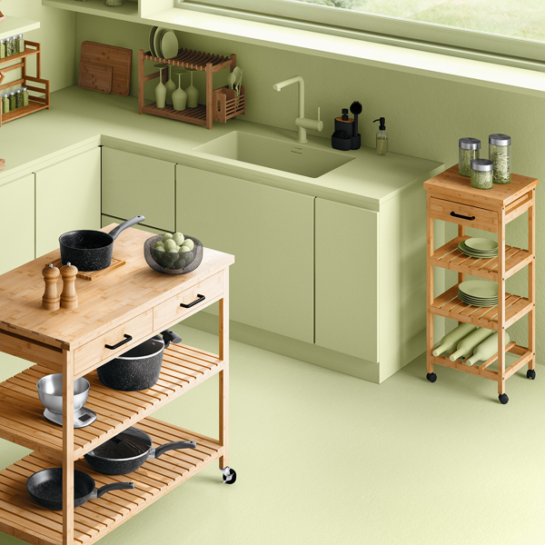 Τρόλεϊ/Ραφιέρα 4 Θέσεων Με Συρτάρι & Μπουκαλοθήκη (38x37x90) F-V Linha 189639