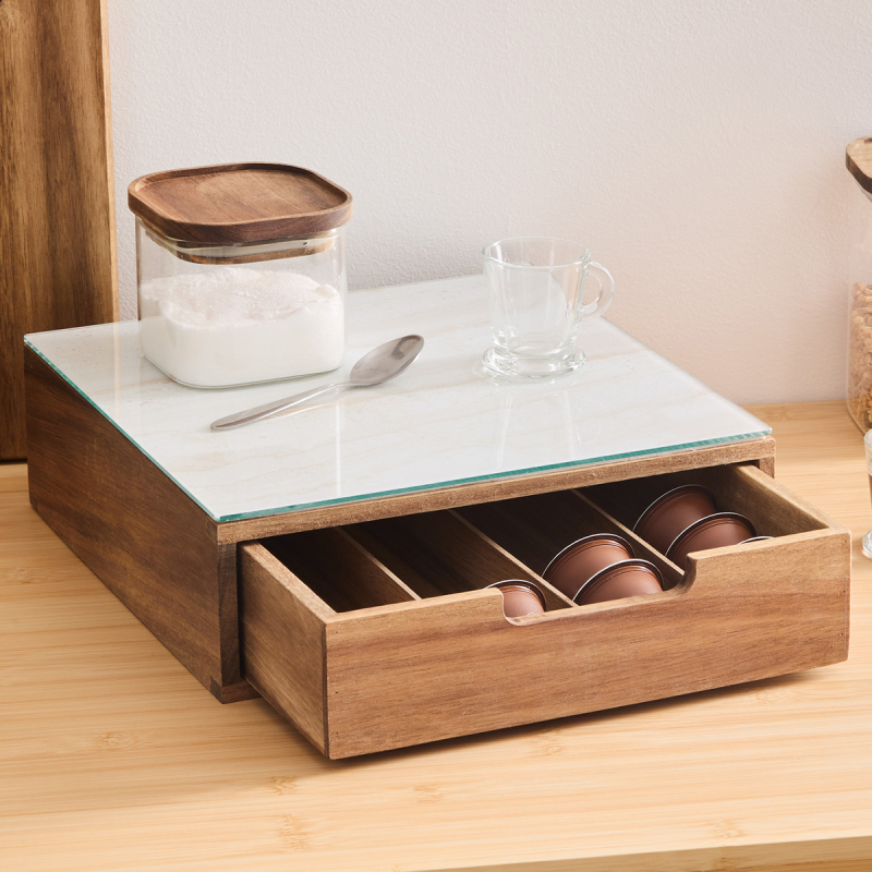 Θήκη Για Κάψουλες Καφέ (30x30x9.7) F-V Acacia 190135