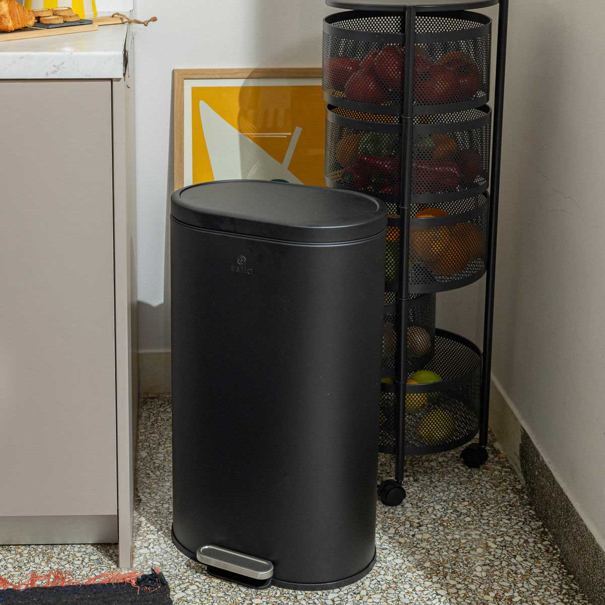 εstia Κάδος Απορριμμάτων (36.5x31.2x60.8) Estia 30lt Ovoid Μαύρο 02-21474