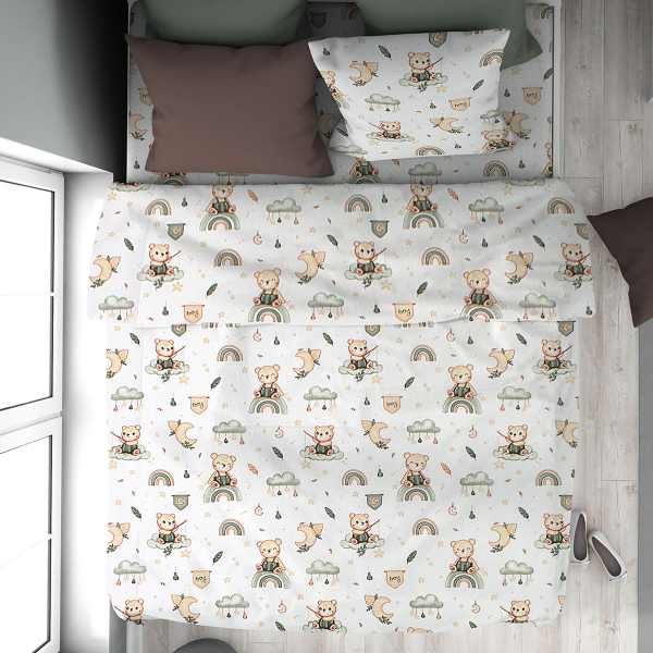 Πάπλωμα Μονό (160x240) Dimcol Cloudy Bear 581 White - Olive