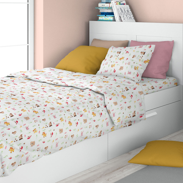 Πάπλωμα Μονό (160x240) Dimcol Animals 571 White - Pink