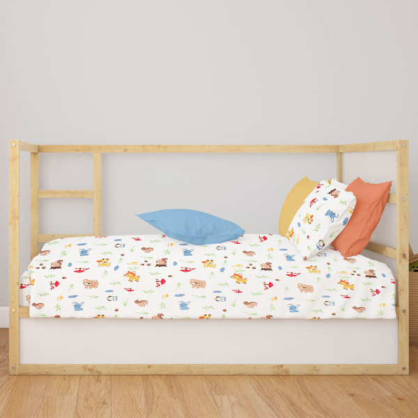 Πάπλωμα Κούνιας (120x160) Dimcol Animals 570 White - Sky Blue