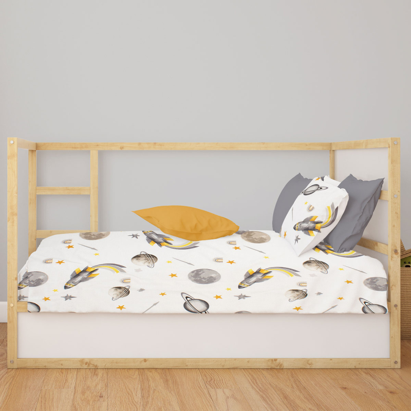 Πάπλωμα Κούνιας (120x160) Dimcol Space Mission 183 White - Grey