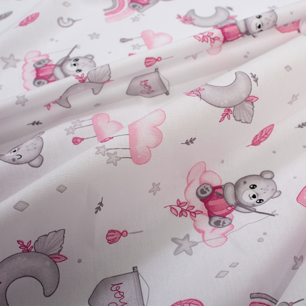 Πάπλωμα Κούνιας (120x160) Dimcol Cloudy Bear 582 White - Pink
