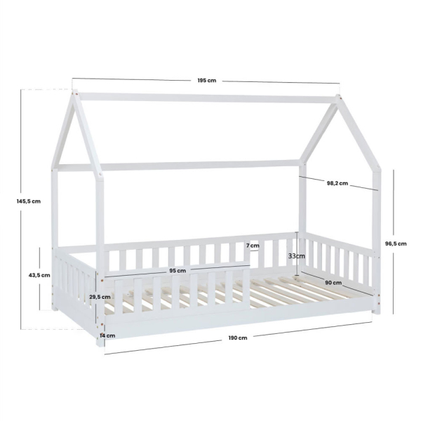Παιδικό Κρεβάτι Montessori (90x190) A-S Bosco White 197924