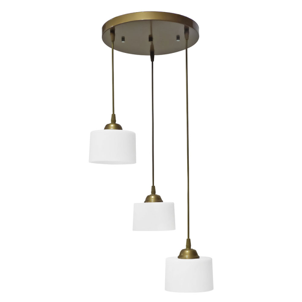Φωτιστικό Οροφής Τρίφωτο Heronia Drum White/Gold 35-0087