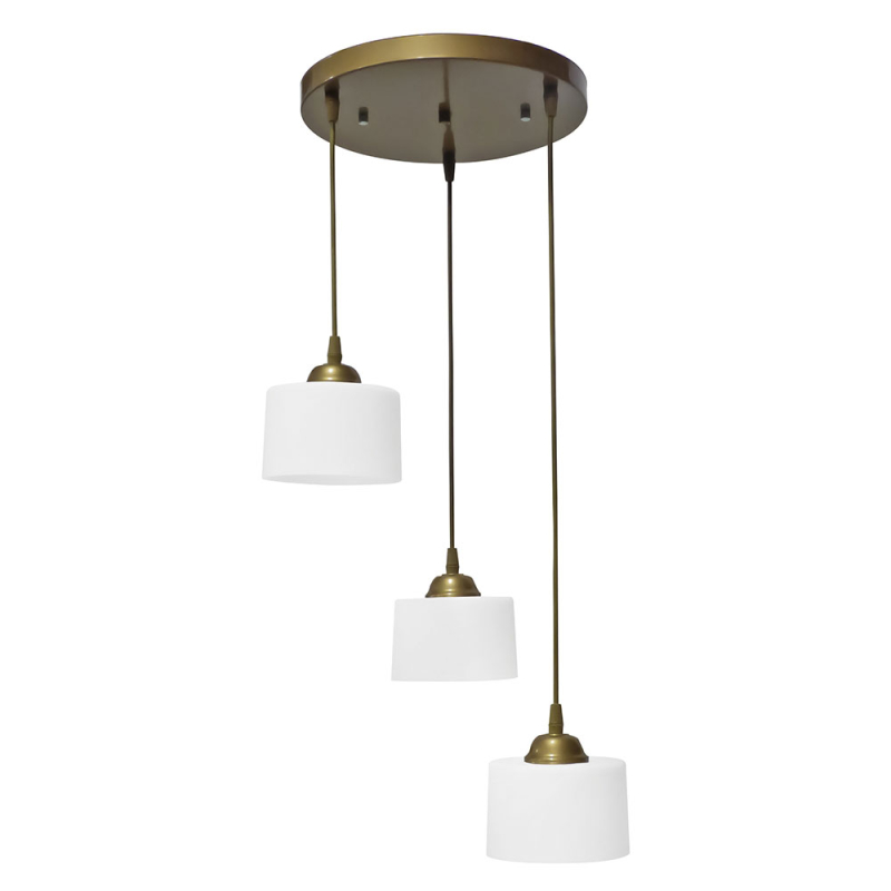 Φωτιστικό Οροφής Τρίφωτο Heronia Drum White/Gold 35-0087